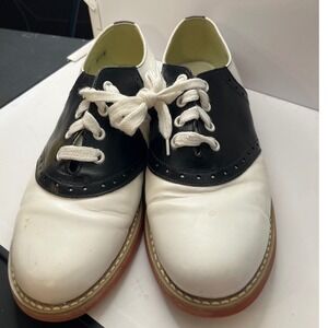 Willits Mens 8.5 EE Saddle Oxford Shoes White Black Leather Retro 5667 3064 Wide